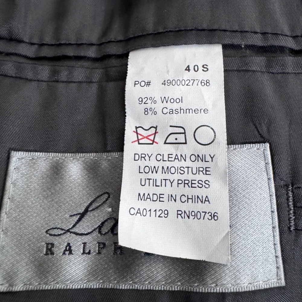 Lauren Ralph Lauren Silver Label Suit Mens 40S 33W Grey Pinstripe Wool‎ Cashmere